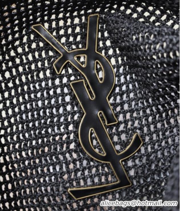 Buy Discount Saint Laurent Icare Maxi Shopping Bag in Woven Raffia Straw 698651 Black 2025
