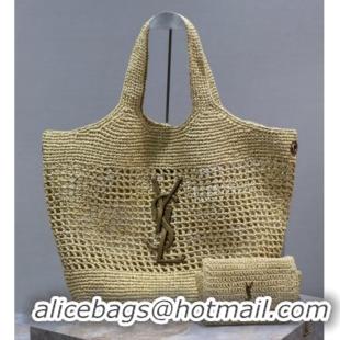 Grade Design Saint Laurent Icare Maxi Shopping Bag in Woven Raffia Straw 698651 Beige 2025