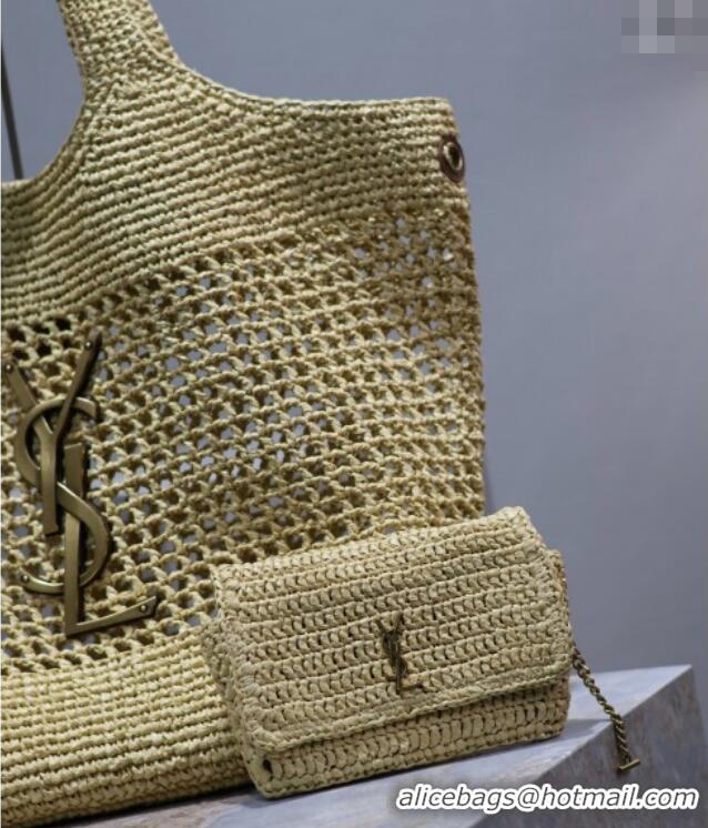 Grade Design Saint Laurent Icare Maxi Shopping Bag in Woven Raffia Straw 698651 Beige 2025