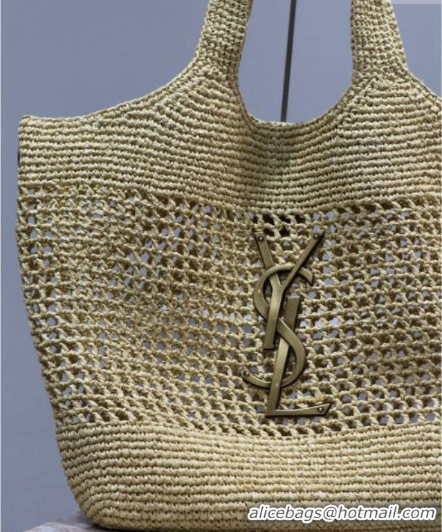 Grade Design Saint Laurent Icare Maxi Shopping Bag in Woven Raffia Straw 698651 Beige 2025