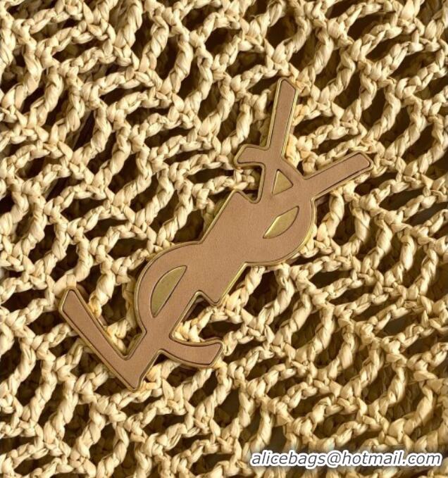 Big Discount Saint Laurent Oxalis Shoulder Bag in Raffia Straw Crochet Net 773984 Brown 2025