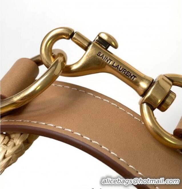 Big Discount Saint Laurent Oxalis Shoulder Bag in Raffia Straw Crochet Net 773984 Brown 2025