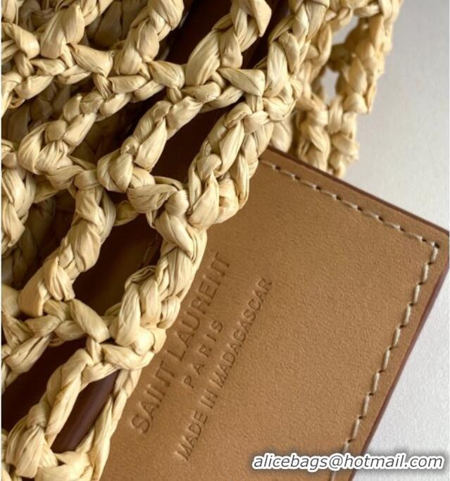 Big Discount Saint Laurent Oxalis Shoulder Bag in Raffia Straw Crochet Net 773984 Brown 2025