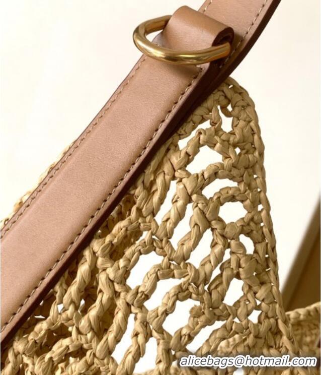 Big Discount Saint Laurent Oxalis Shoulder Bag in Raffia Straw Crochet Net 773984 Brown 2025