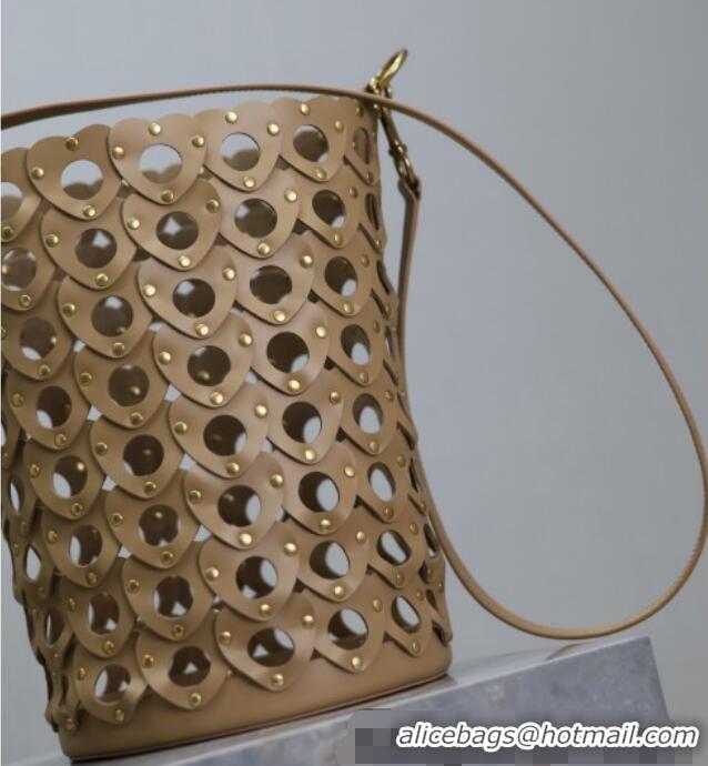 Promotional Saint Laurent Seau Bucket Bag in Heart Cutout Leather with Studs 753827 Brown 2025