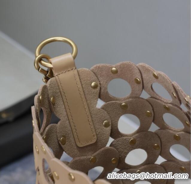 Promotional Saint Laurent Seau Bucket Bag in Heart Cutout Leather with Studs 753827 Brown 2025