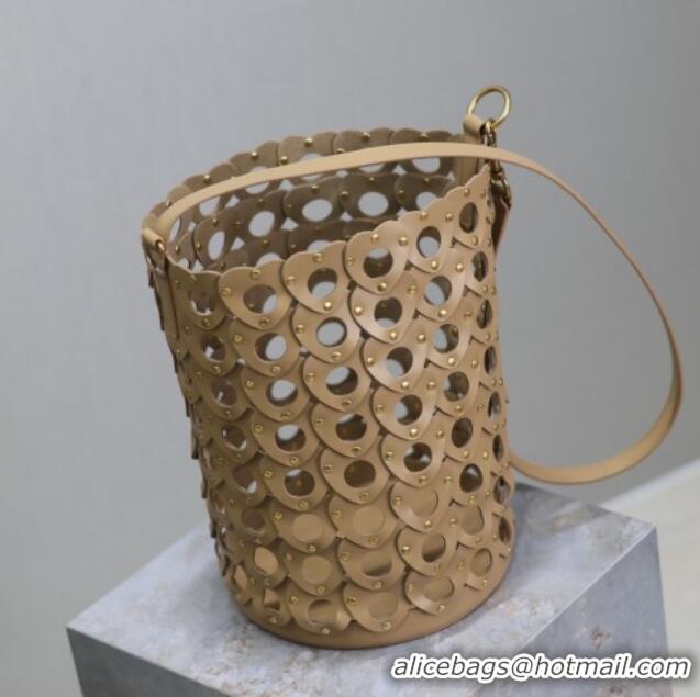 Promotional Saint Laurent Seau Bucket Bag in Heart Cutout Leather with Studs 753827 Brown 2025