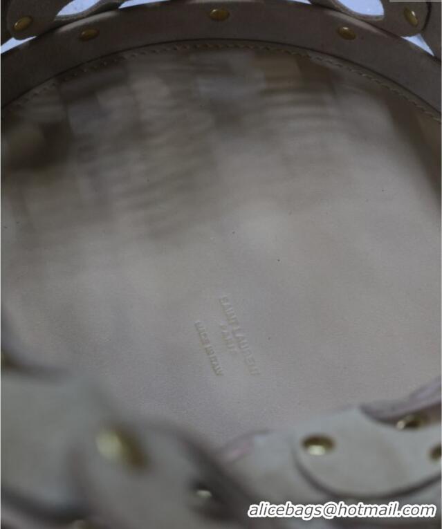 Promotional Saint Laurent Seau Bucket Bag in Heart Cutout Leather with Studs 753827 Brown 2025