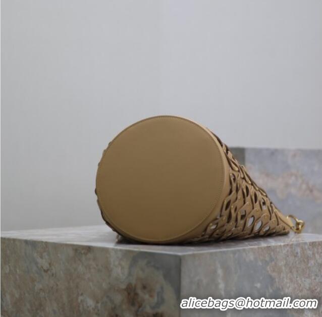 Promotional Saint Laurent Seau Bucket Bag in Heart Cutout Leather with Studs 753827 Brown 2025