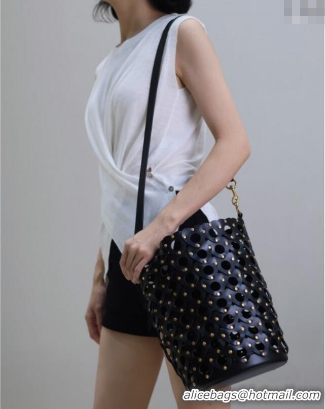 Promotional Saint Laurent Seau Bucket Bag in Heart Cutout Leather with Studs 753827 Brown 2025