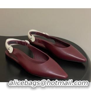 Luxury Louis Vuitton Legacy Slingback Ballerinas Flat in Leather Burgundy 1AHOCI 1022136