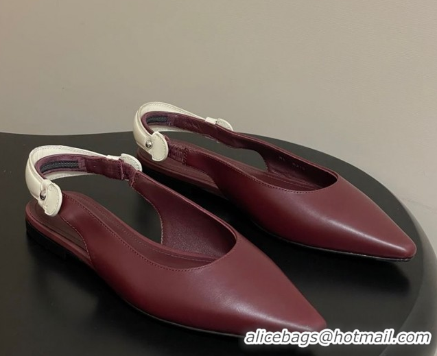 Luxury Louis Vuitton Legacy Slingback Ballerinas Flat in Leather Burgundy 1AHOCI 1022136