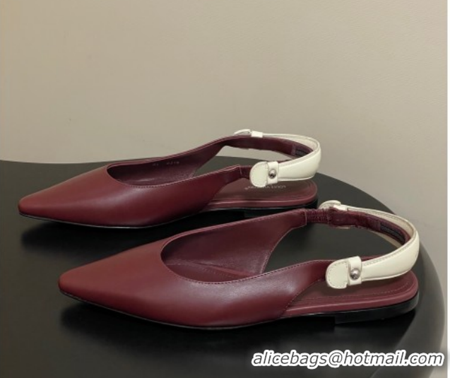 Luxury Louis Vuitton Legacy Slingback Ballerinas Flat in Leather Burgundy 1AHOCI 1022136