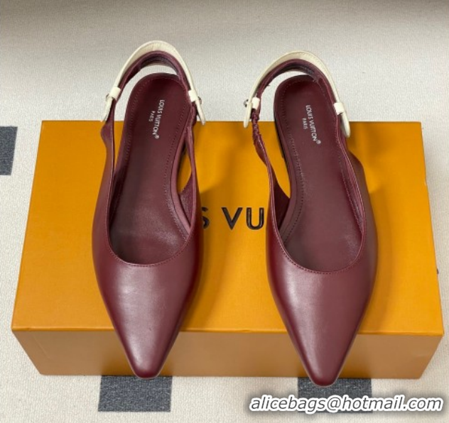 Luxury Louis Vuitton Legacy Slingback Ballerinas Flat in Leather Burgundy 1AHOCI 1022136
