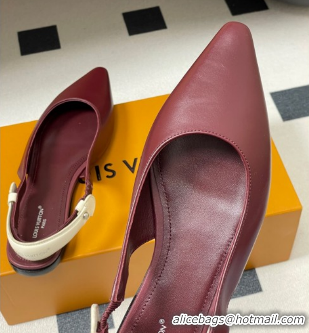 Luxury Louis Vuitton Legacy Slingback Ballerinas Flat in Leather Burgundy 1AHOCI 1022136
