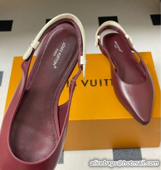 Luxury Louis Vuitton Legacy Slingback Ballerinas Flat in Leather Burgundy 1AHOCI 1022136