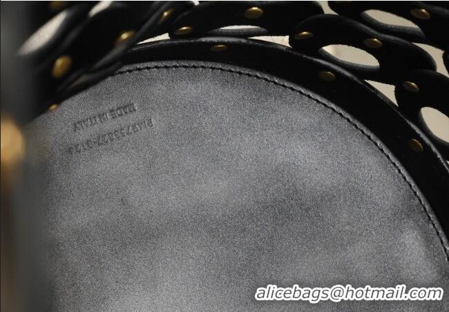 Famous Brand Saint Laurent Seau Bucket Bag in Heart Cutout Leather with Studs 753827 Black 2025