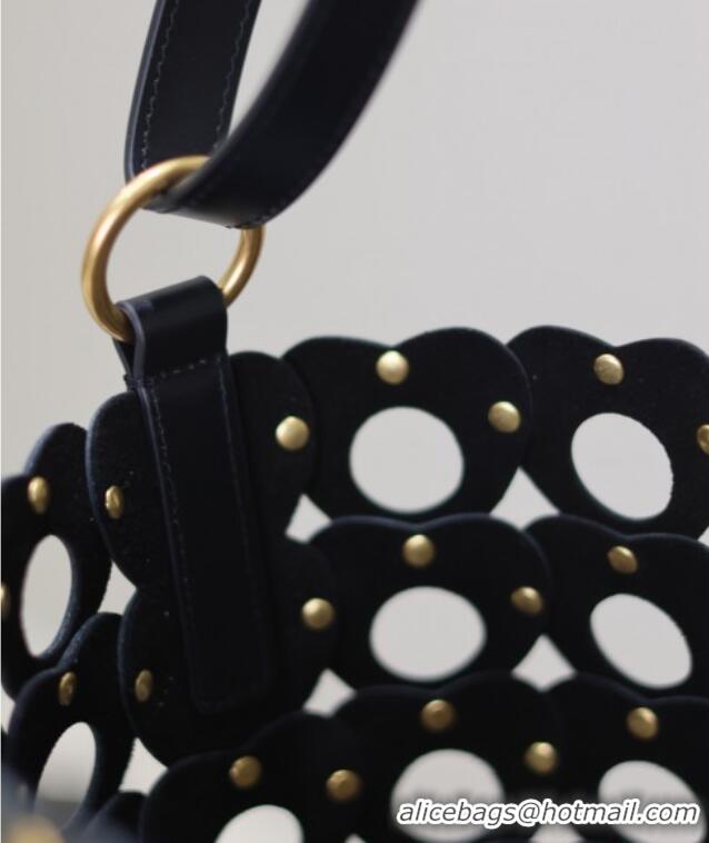 Famous Brand Saint Laurent Seau Bucket Bag in Heart Cutout Leather with Studs 753827 Black 2025