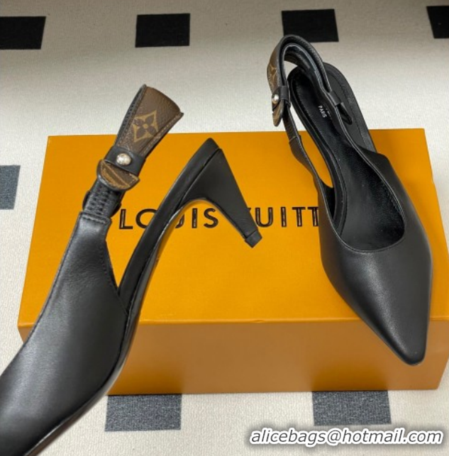 Luxury Cheap Louis Vuitton Legacy Slingback Pumps 6cm in Leather Black 1AHOCI 1022137
