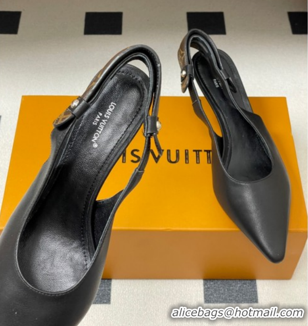 Luxury Cheap Louis Vuitton Legacy Slingback Pumps 6cm in Leather Black 1AHOCI 1022137