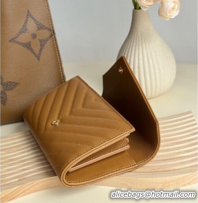 Most Popular Saint Laurent Envelope Flap Long Wallet in Grained Leather 437469 Brown 2025