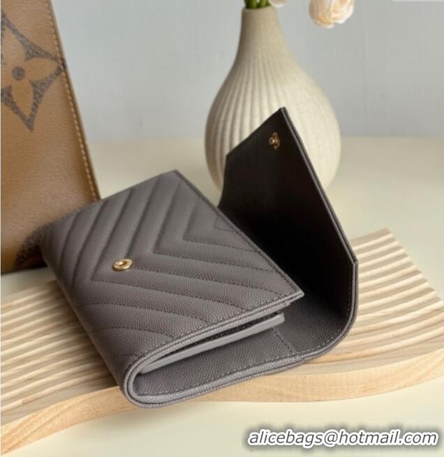 Most Popular Saint Laurent Envelope Flap Long Wallet in Grained Leather 437469 Brown 2025