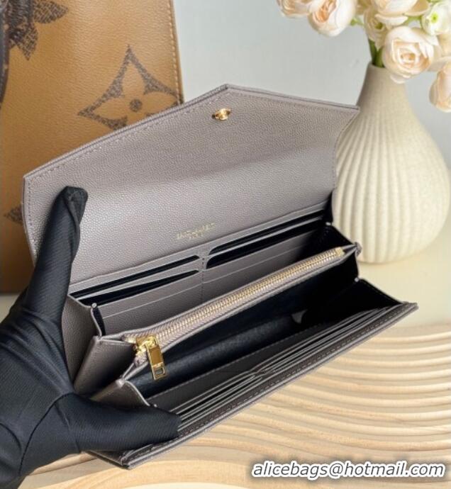 Most Popular Saint Laurent Envelope Flap Long Wallet in Grained Leather 437469 Brown 2025