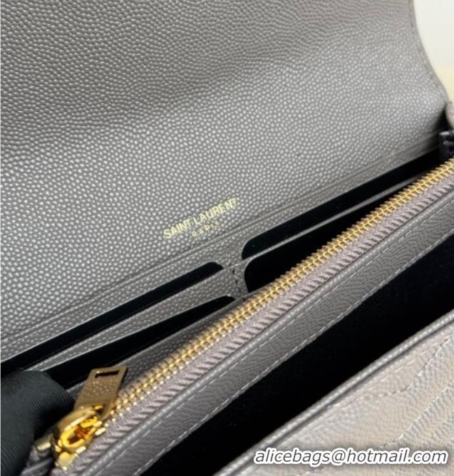 Most Popular Saint Laurent Envelope Flap Long Wallet in Grained Leather 437469 Brown 2025