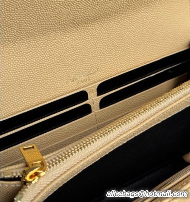 Grade Design Saint Laurent Envelope Flap Long Wallet in Grained Leather 437469 Beige 2025