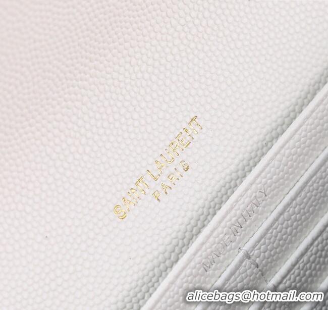 Good Taste Saint Laurent Envelope Flap Long Wallet in Grained Leather 437469 White 2025