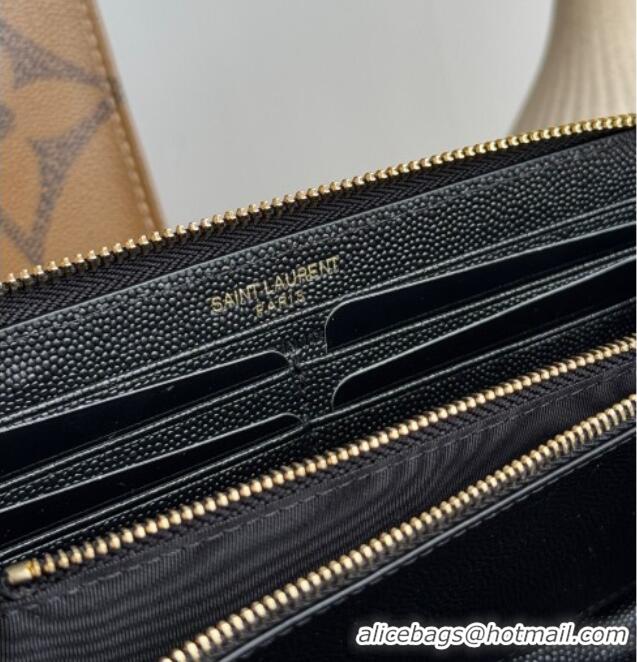 Buy Cheap Saint Laurent Cassandre Matelasse Zip Around Wallet in Grained Leather 358094 Black/Gold 2025