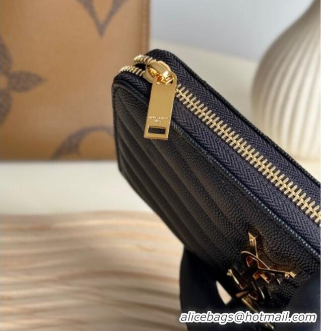 Buy Cheap Saint Laurent Cassandre Matelasse Zip Around Wallet in Grained Leather 358094 Black/Gold 2025