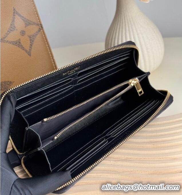 Buy Cheap Saint Laurent Cassandre Matelasse Zip Around Wallet in Grained Leather 358094 Black/Gold 2025