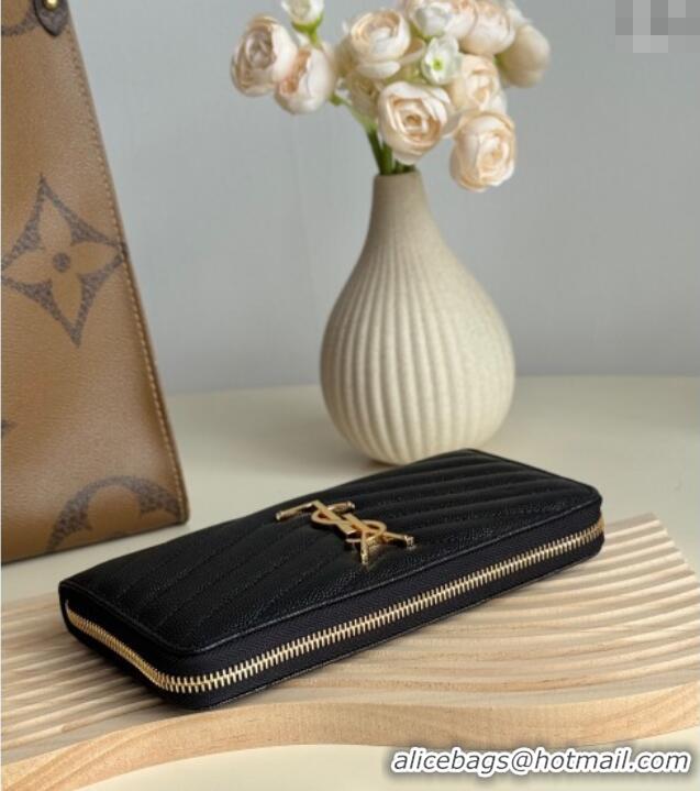 Buy Cheap Saint Laurent Cassandre Matelasse Zip Around Wallet in Grained Leather 358094 Black/Gold 2025