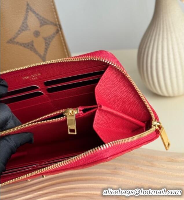 Super Quality Saint Laurent Cassandre Matelasse Zip Around Wallet in Grained Leather 358094 Red 2025