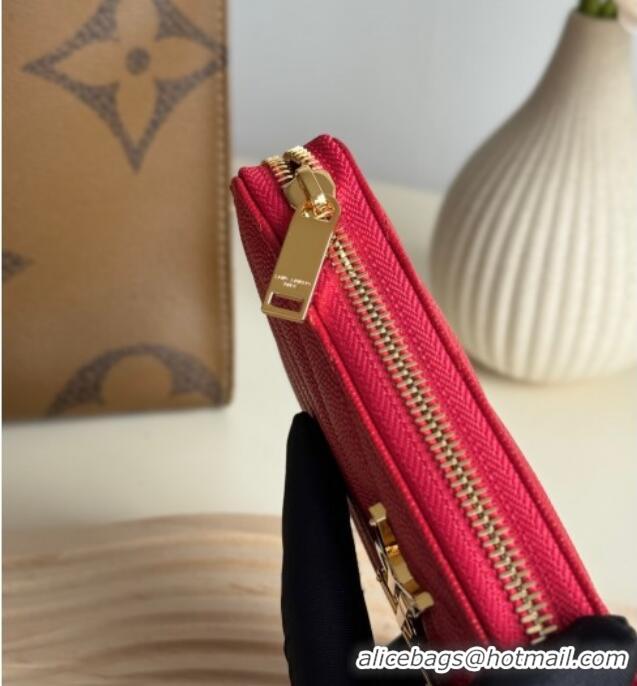 Super Quality Saint Laurent Cassandre Matelasse Zip Around Wallet in Grained Leather 358094 Red 2025