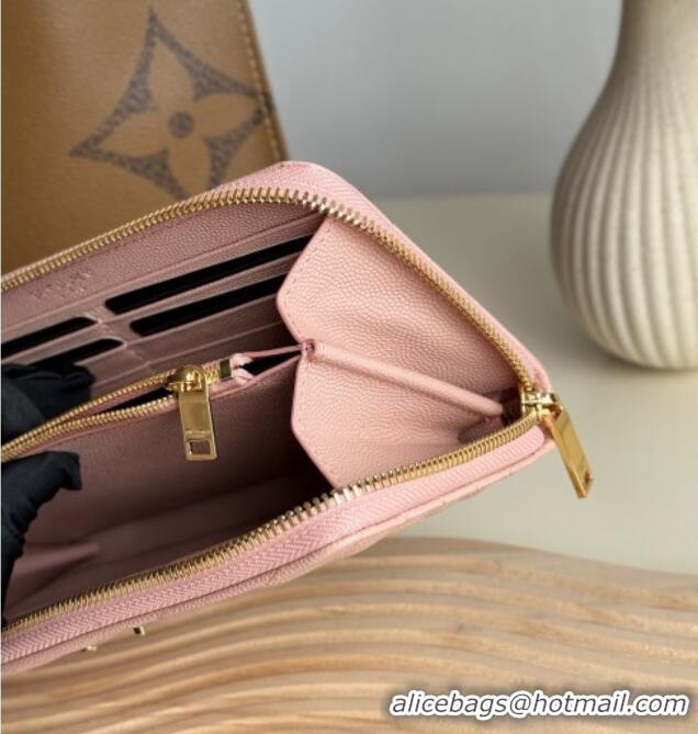 Promotional Saint Laurent Cassandre Matelasse Zip Around Wallet in Grained Leather 358094 Light Pink 2025