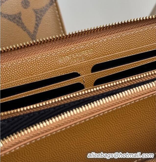 Reasonable Price Saint Laurent Cassandre Matelasse Zip Around Wallet in Grained Leather 358094 Brown 2025