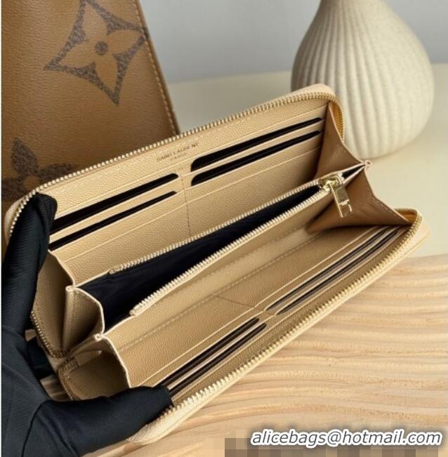 Trendy Design Saint Laurent Cassandre Matelasse Zip Around Wallet in Grained Leather 358094 Beige 2025