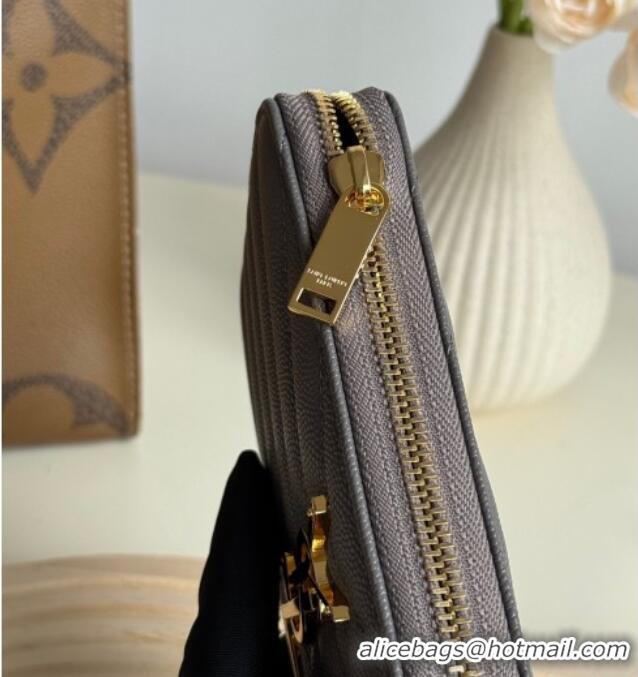 Inexpensive Saint Laurent Cassandre Matelasse Zip Around Wallet in Grained Leather 358094 Grey 2025