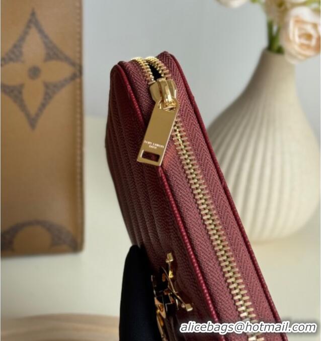 Super Quality Saint Laurent Cassandre Matelasse Zip Around Wallet in Grained Leather 358094 Burgundy 2025