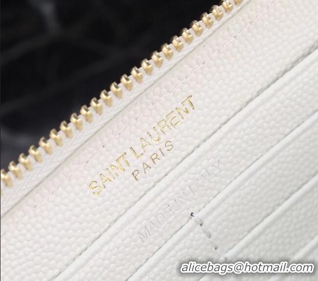 Buy Grade Saint Laurent Cassandre Matelasse Zip Around Wallet in Grained Leather 358094 White 2025