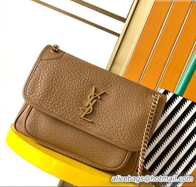 Well Crafted Saint Laurent Medium Niki Bag in Elephant-Grained Lambskin 633178 Caramel Brown 2025