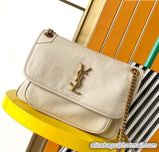 Famous Brand Saint Laurent Medium Niki Bag in Elephant-Grained Lambskin 633178 White 2025