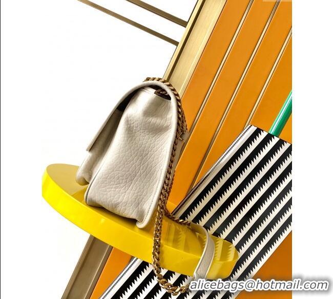Famous Brand Saint Laurent Medium Niki Bag in Elephant-Grained Lambskin 633178 White 2025