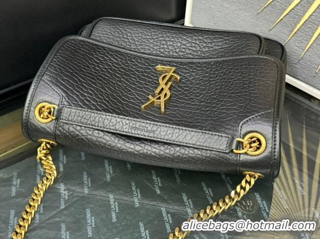 Low Cost Saint Laurent Medium Niki Bag in Elephant-Grained Lambskin 633178 Black/Gold 2025