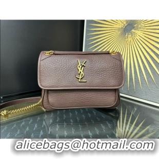 Unique Style Saint Laurent Medium Niki Bag in Elephant-Grained Lambskin 633178 Dark Brown 2025