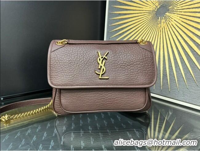 Unique Style Saint Laurent Medium Niki Bag in Elephant-Grained Lambskin 633178 Dark Brown 2025