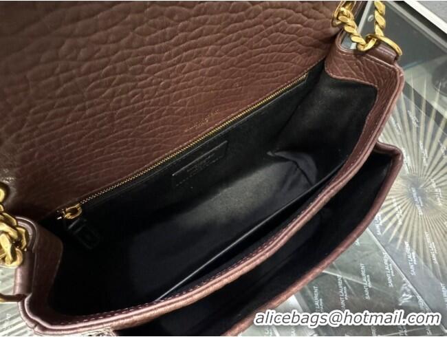 Unique Style Saint Laurent Medium Niki Bag in Elephant-Grained Lambskin 633178 Dark Brown 2025