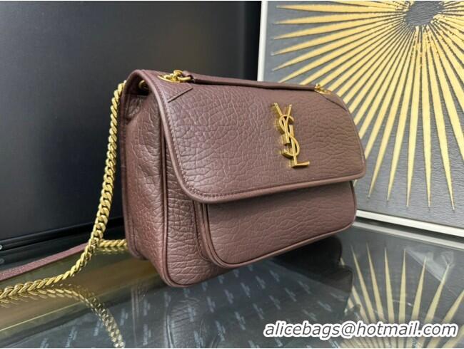 Unique Style Saint Laurent Medium Niki Bag in Elephant-Grained Lambskin 633178 Dark Brown 2025